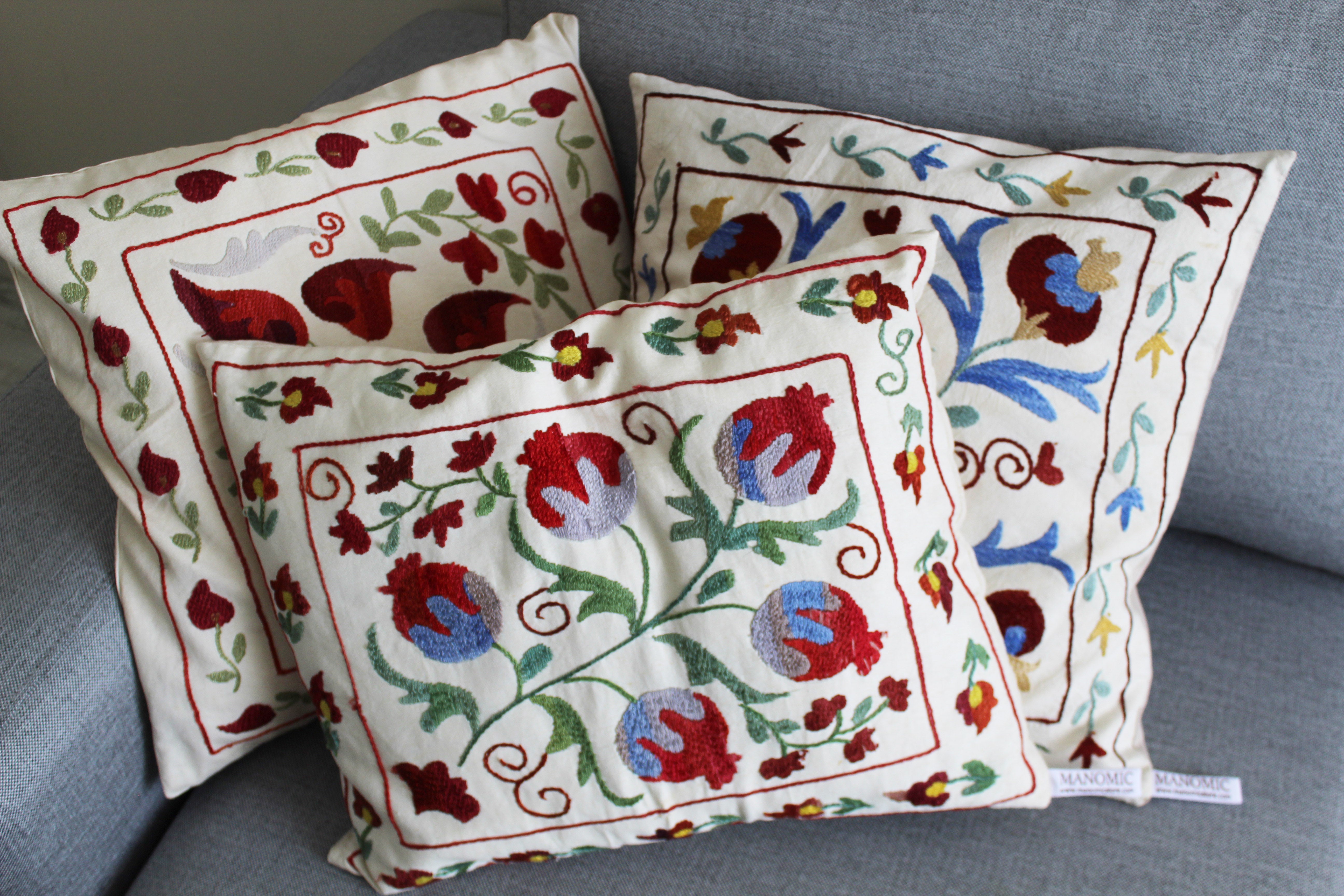 Manomic Handmade Suzani Pillow Cover