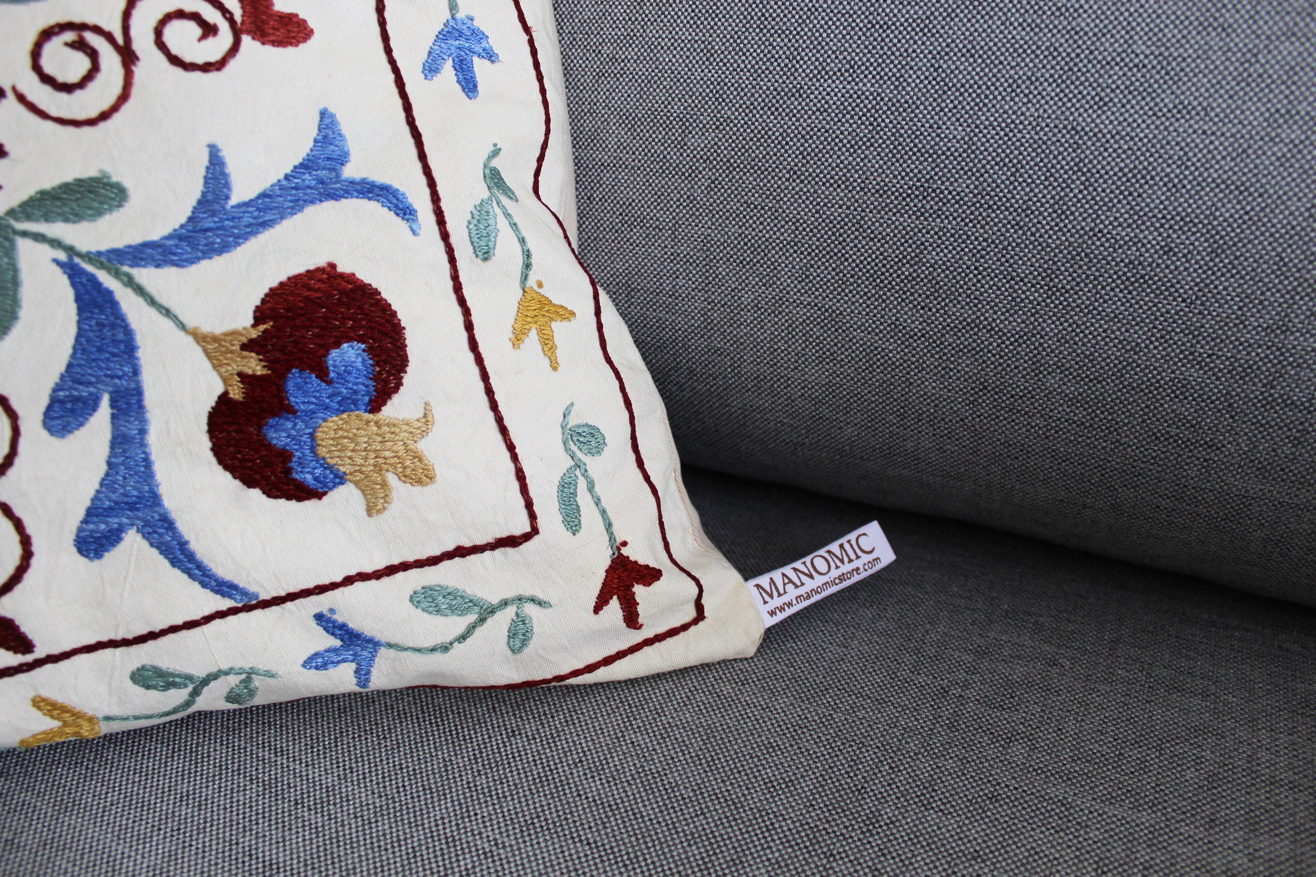 Manomic Handmade Suzani Pillow Cover