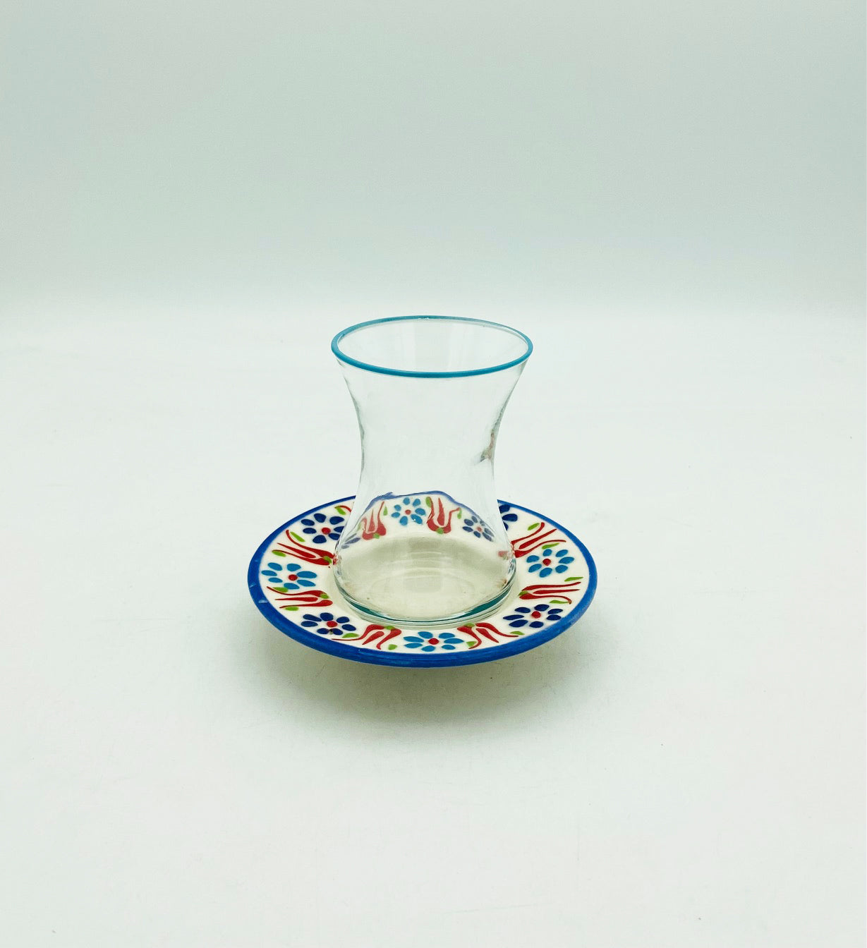 Manomic - Slim Glass Tea Cup Set - Aegean Pattern
